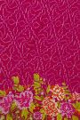 Fusion Ikat Silk Pink Saree With Florals And Leaves In Thread Work Border