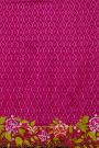 Fusion Ikat Silk Pink Saree With Florals And Leaves In Thread Work Border