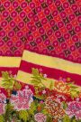Fusion Ikat Silk Dual Colour Saree With Florals And Leaves In Thread Work Border