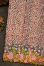 Fusion Ikat Silk Peach Saree With Pochampally Weave Body