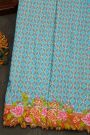 Fusion Ikat Silk Sky Blue Saree With Pochampally Weave Body