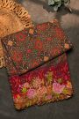 Fusion Ikat Silk Rust Orange Saree With Pochampally Weave Body