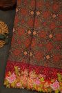 Fusion Ikat Silk Rust Orange Saree With Pochampally Weave Body