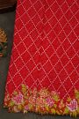 Fusion Ikat Silk Red Saree With Pochampally Weave Body