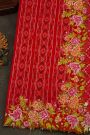 Fusion Ikat Silk Red Saree With Pochampally Weave Body