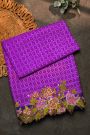 Fusion Ikat Silk Purple Saree With Pochampally Weave Body