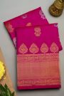 Gadwal Silk Magenta Saree With Florals And Paisleys In Zari Body
