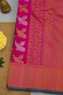 Gadwal Silk Dual Colour Saree With Paisleys And Elephant Buttis Body