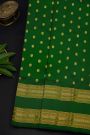 Gadwal Silk Bottle Green Saree With Floral Buttis In Zari Body