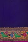 Gadwal Silk Navy Blue Saree With Florals And Parrots Border