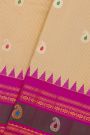 Gadwal Silk Cream Saree With Zari Lines And Paisleys Body