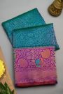 Gadwal Silk Dual Colour Saree With Florals And Leaves Jaal Border