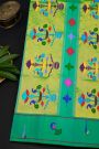 Gadwal Silk Sea Green Saree With All Over Muniya Buttis Body