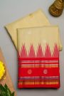 Gadwal Silk Cream Saree With Florals And Buttis Border