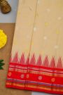 Gadwal Silk Cream Saree With Florals And Buttis Border