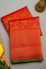 Gadwal Silk Red Saree With Cross Lines And Diamonds Border