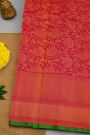 Gadwal Silk Red Saree With Cross Lines And Diamonds Border