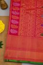 Gadwal Silk Red Saree With Cross Lines And Diamonds Border