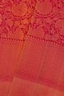 Gadwal Silk Red Saree With Cross Lines And Diamonds Border