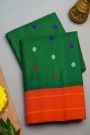 Gadwal Silk Bottle Green Saree With Floral Buttis Body