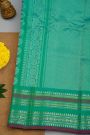 Gadwal Silk Rama Green Saree With Florals And Buttis Border