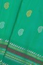 Gadwal Silk Rama Green Saree With Florals And Buttis Border