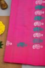 Gadwal Silk Maroon Saree With Florals And Peacock Buttis Body