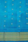 Gadwal Silk Sky Blue Saree With Florals And Peacocks In Zari Body