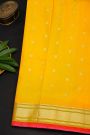 Gadwal Silk Yellow Saree With Florals And Leaves In Zari Body