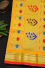 Gadwal Silk Yellow Saree With Florals And Leaves In Zari Body