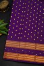 Gadwal Silk Dark Purple Saree With Florals And Leaves In Zari Body