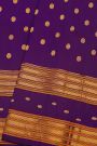 Gadwal Silk Dark Purple Saree With Florals And Leaves In Zari Body