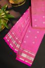 Gadwal Silk Pink Saree With Diamonds And Temples Border