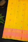 Gadwal Silk Yellow Saree With Floral And Peacock Zari Body