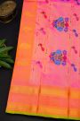 Gadwal Silk Yellow Saree With Floral And Peacock Zari Body