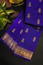 Gadwal Silk Blue Saree With Floral And Leaf Zari Body