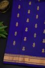 Gadwal Silk Blue Saree With Floral And Leaf Zari Body