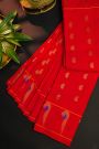 Gadwal Silk Red Saree With Floral And Paisley Zari Body