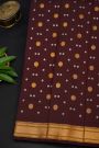 Gadwal Silk Brown Saree With Florals And Leaves Body