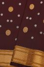 Gadwal Silk Brown Saree With Florals And Leaves Body