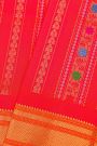 Gadwal Silk Reddish Pink Saree With Floral And Leaf Lines Body