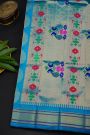 Gadwal Silk Off White Saree With Floral And Leaf Zari Body