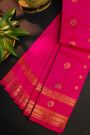 Gadwal Silk Magenta Saree With Floral And Peacock Zari Body