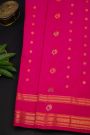 Gadwal Silk Magenta Saree With Floral And Peacock Zari Body