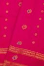 Gadwal Silk Magenta Saree With Floral And Peacock Zari Body