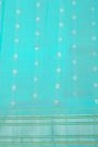 Gadwal Silk Sky Blue Saree With Floral And Leaf Lines Body