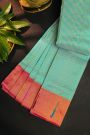 Gadwal Silk Sky Blue Saree With Paithani Pallu