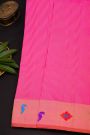 Gadwal Silk Pink Saree With Parrots And Floral Zari Border
