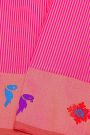 Gadwal Silk Pink Saree With Parrots And Floral Zari Border