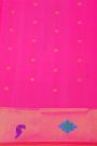 Gadwal Silk Pink Saree With Parrots And Floral Zari Border